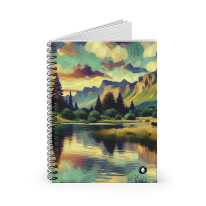 « Crépuscule à la campagne : une peinture post-impressionniste vibrante » - The Alien Spiral Notebook (Ruled Line)