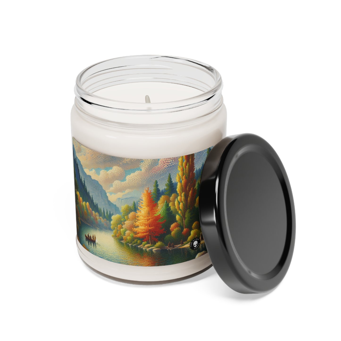 "Serenity in Dots: A Pointillism Sunset at the Beach" - The Alien Scented Soy Candle 9oz Pointillism