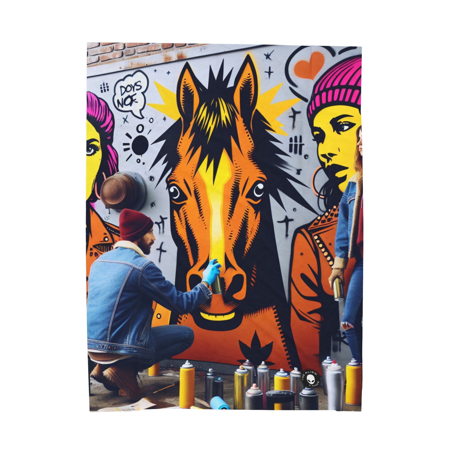 "Unity in Diversity: A Vibrant Street Art Mural" - The Alien Velveteen Plush Blanket Street Art