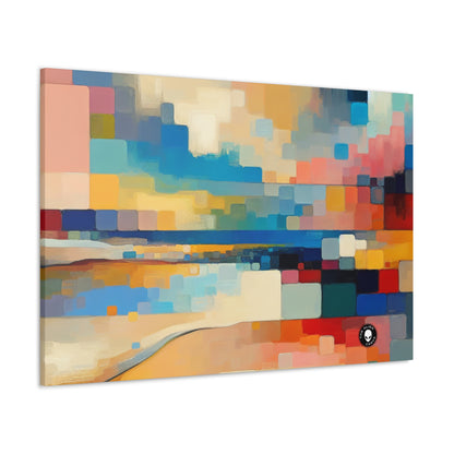 "Sunset Serenity : Peinture de champs de couleurs pastel doux" - La peinture de champs de couleurs Alien Canva