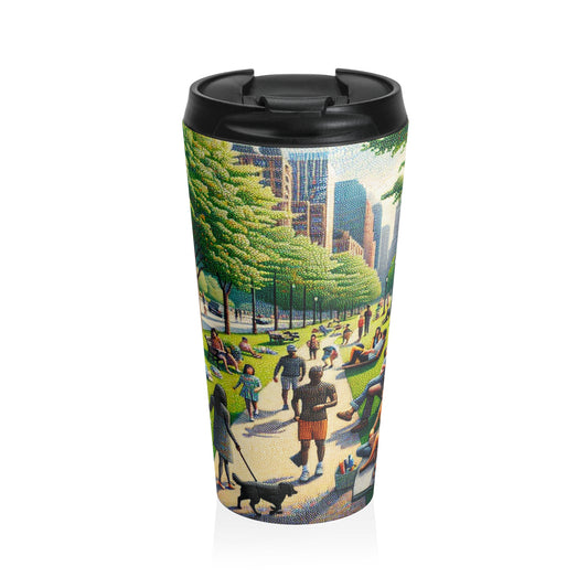 "Dotty Cityscape" - Taza de Viaje de Acero Inoxidable Alien Estilo Puntillismo