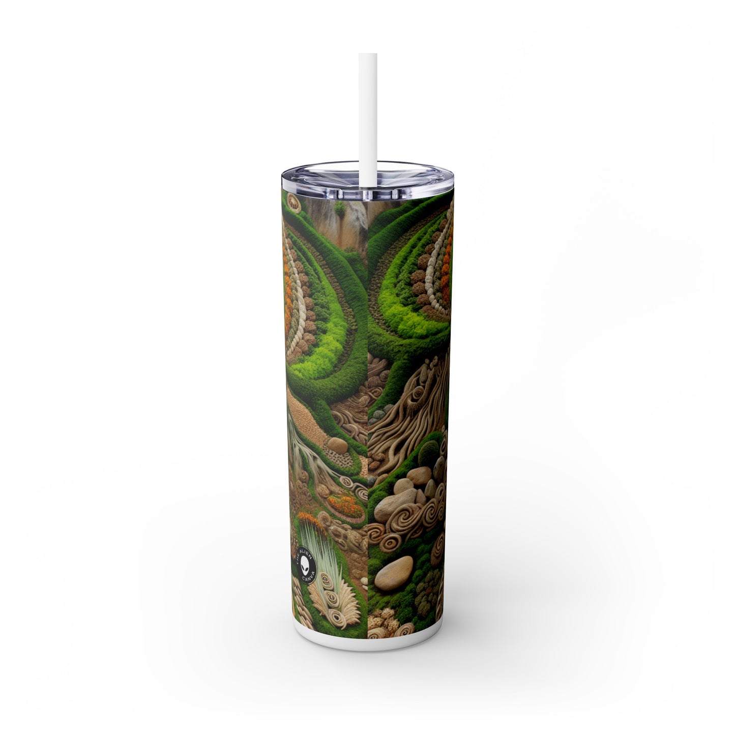 "Forest Mandala: A Harmony of Nature" - The Alien Maars® Skinny Tumbler with Straw 20oz Earth Art