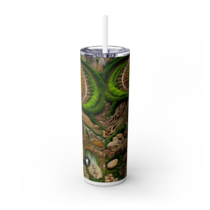 "Forest Mandala: Une harmonie de la nature" - The Alien Maars® Skinny Tumbler avec paille 20oz Earth Art