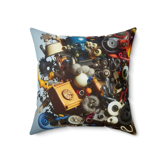 "Surreal Fusion: Crafting a Visual Poem" - The Alien Spun Polyester Square Pillow Dadaism