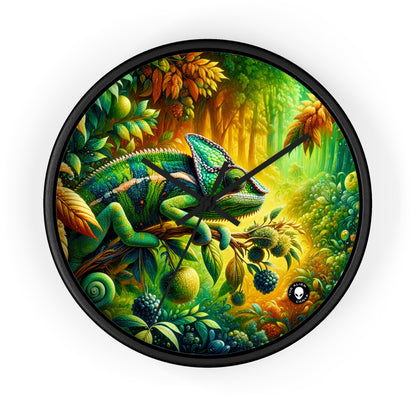 "Vibrant Woods and the Chameleon Camouflage" - The Alien Wall Clock