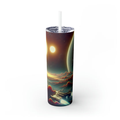 "Dawn of the Three Suns: A Sci-Fi Space Odyssey" - The Alien Maars® Skinny Tumbler with Straw 20oz Video Game Art