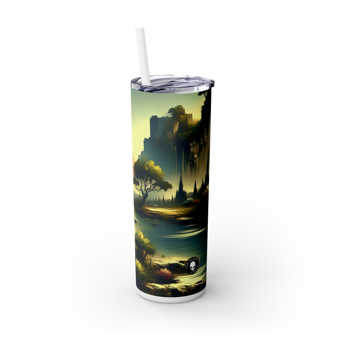 « Toile de la nature : une installation saisonnière de Land Art » - The Alien Maars® Skinny Tumbler avec paille 20oz Land Art