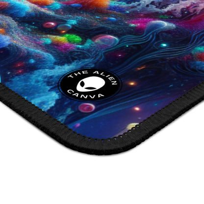 "Neon Jellyfish Fantasia : Une odyssée sous-marine surréaliste" - Le tapis de souris de jeu Alien