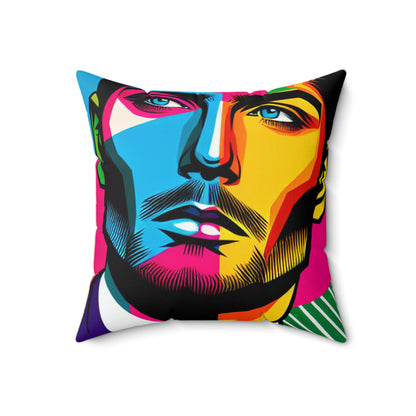 "Celebrity Pop Art Portrait" - The Alien Spun Polyester Square Pillow Pop Art Style