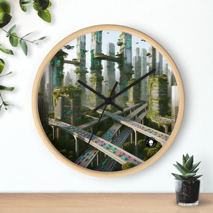 "Utopía futurista: naturaleza y tecnología en armonía" - El reloj de pared alienígena