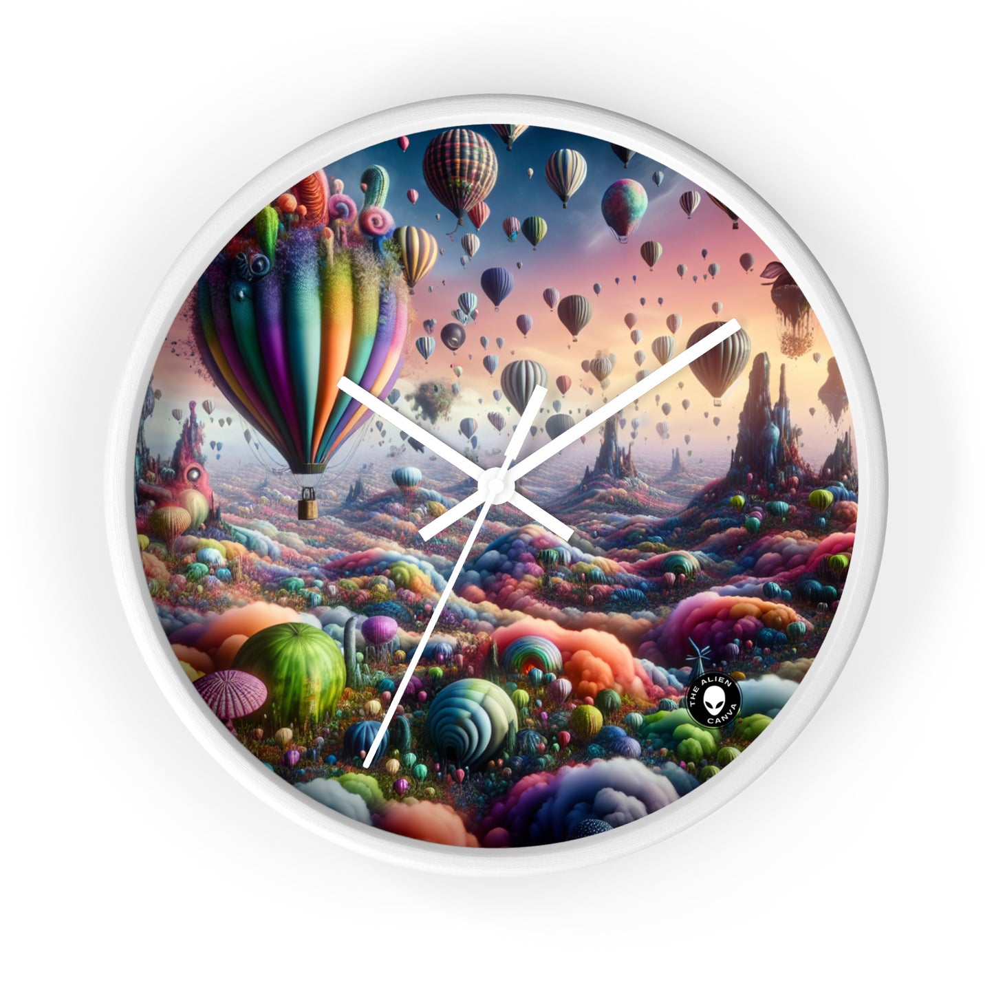 "Whimsical Sky : Une aventure surréaliste en ballon" - L'horloge murale extraterrestre