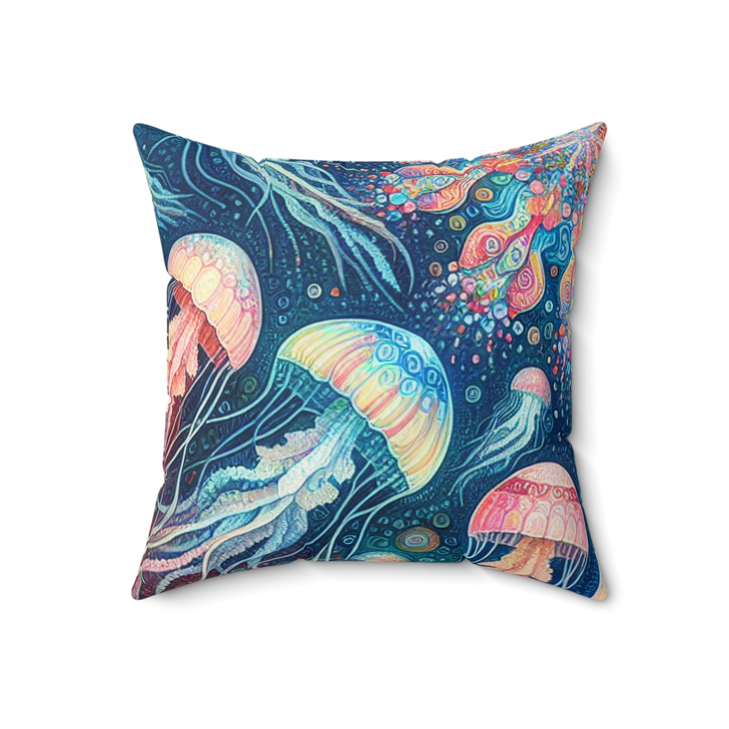 "Luminous Dance of the Deep"- The Alien Spun Polyester Square Pillow