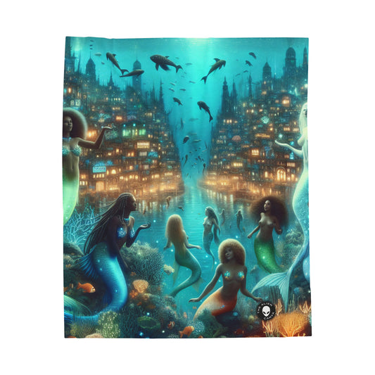 "Glimmering Depths: The Enchanted Underwater City" - The Alien Velveteen Plush Blanket