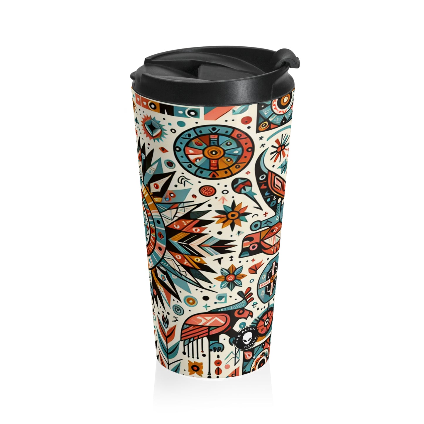 "Nature's Wisdom: An Indigenous Tribute" - The Alien Stainless Steel Travel Mug Indigenous Art