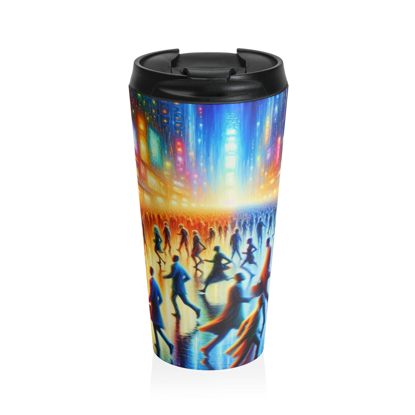 "Neon Nightscapes: A Symphony of City Chaos" - The Alien Stainless Steel Travel Mug