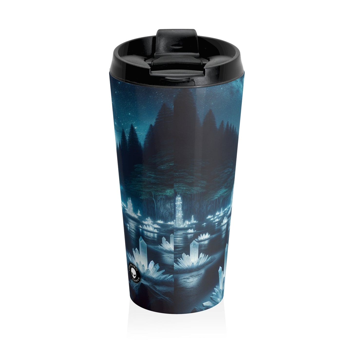 "Crystal Grove: Starlit Reflections" - The Alien Stainless Steel Travel Mug