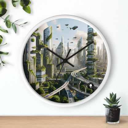 "Nature's Reclamation: A Futuristic Cityscape" - The Alien Wall Clock