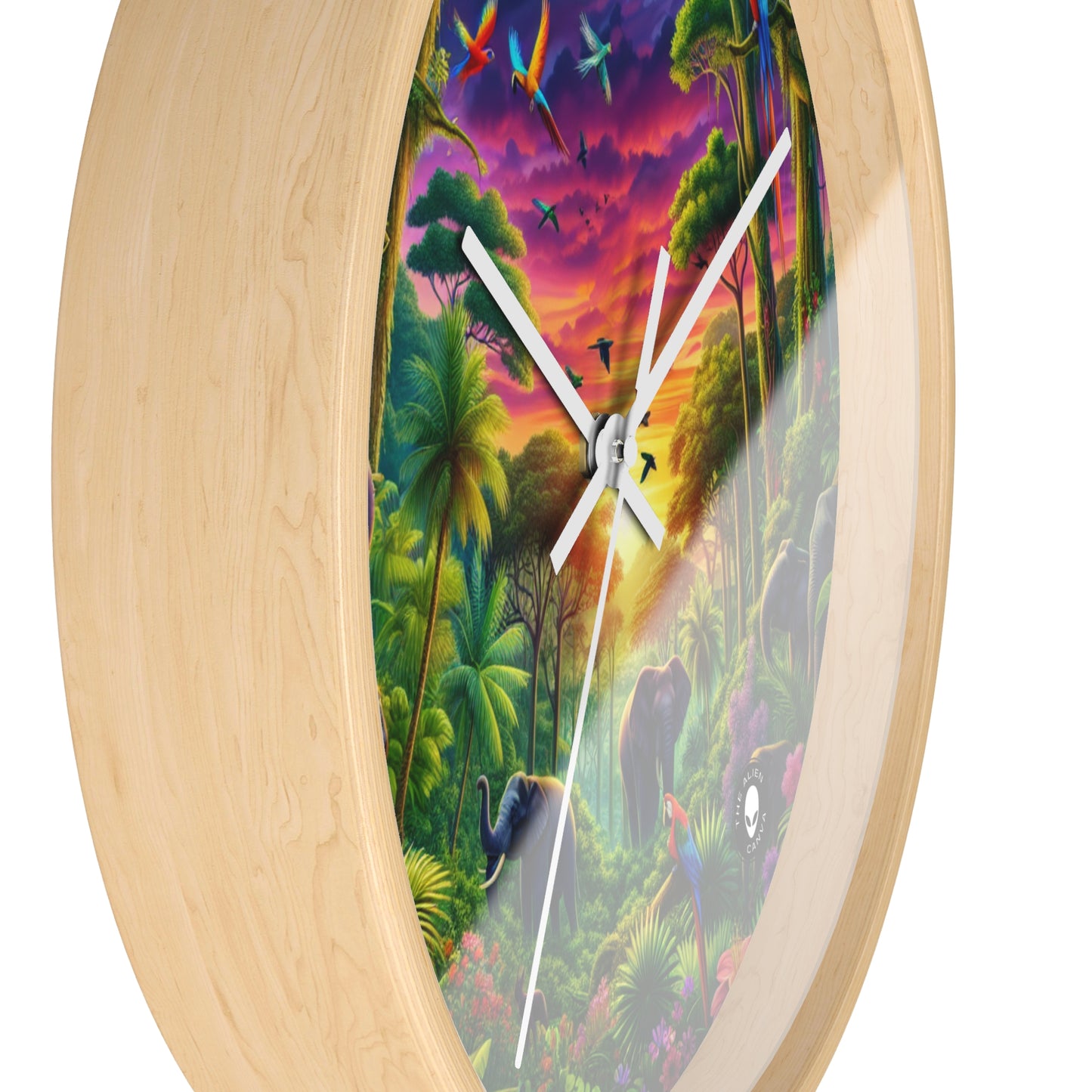 "Sundown in the Wild: A Rainbow Jungle Adventure" - The Alien Wall Clock