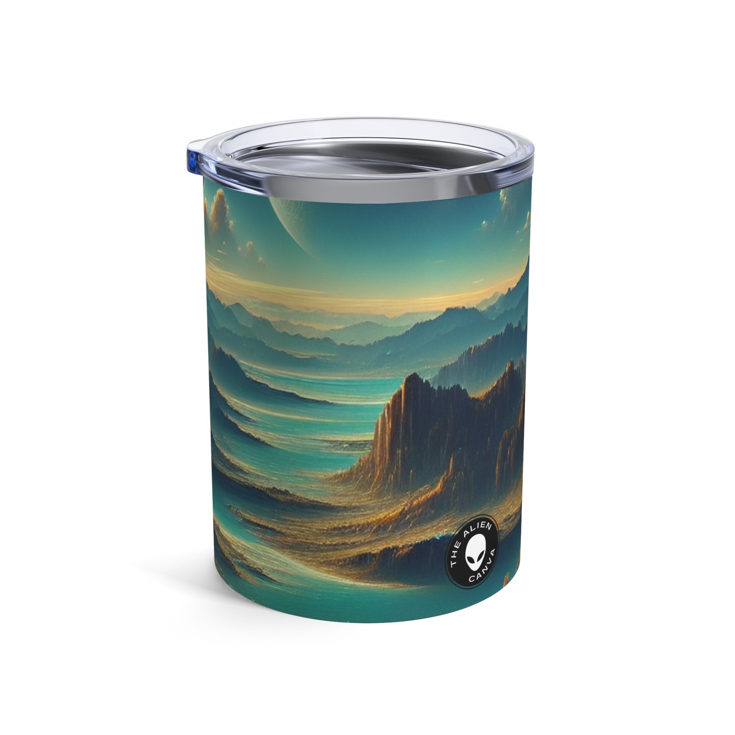 "Un Sueño Extraño: Un Mundo Desconocido en Detalle" - The Alien Tumbler 10oz planètes no descubiertos en style hyperrealista