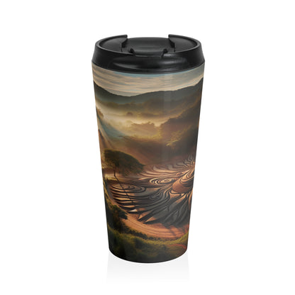 "Nature's Tapestry: Harmonious Geometric Art Installation" - The Alien Stainless Steel Travel Mug Land Art