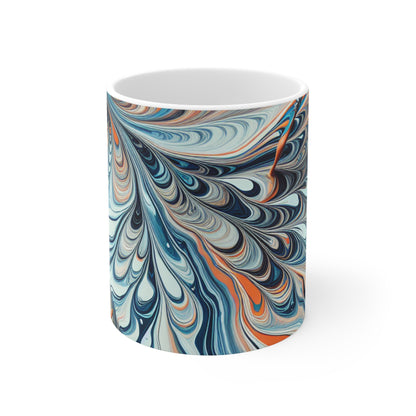 "Tilting the Canvas: Acrylic Pouring Exploration" - The Alien Ceramic Mug 11oz Acrylic Pouring Style