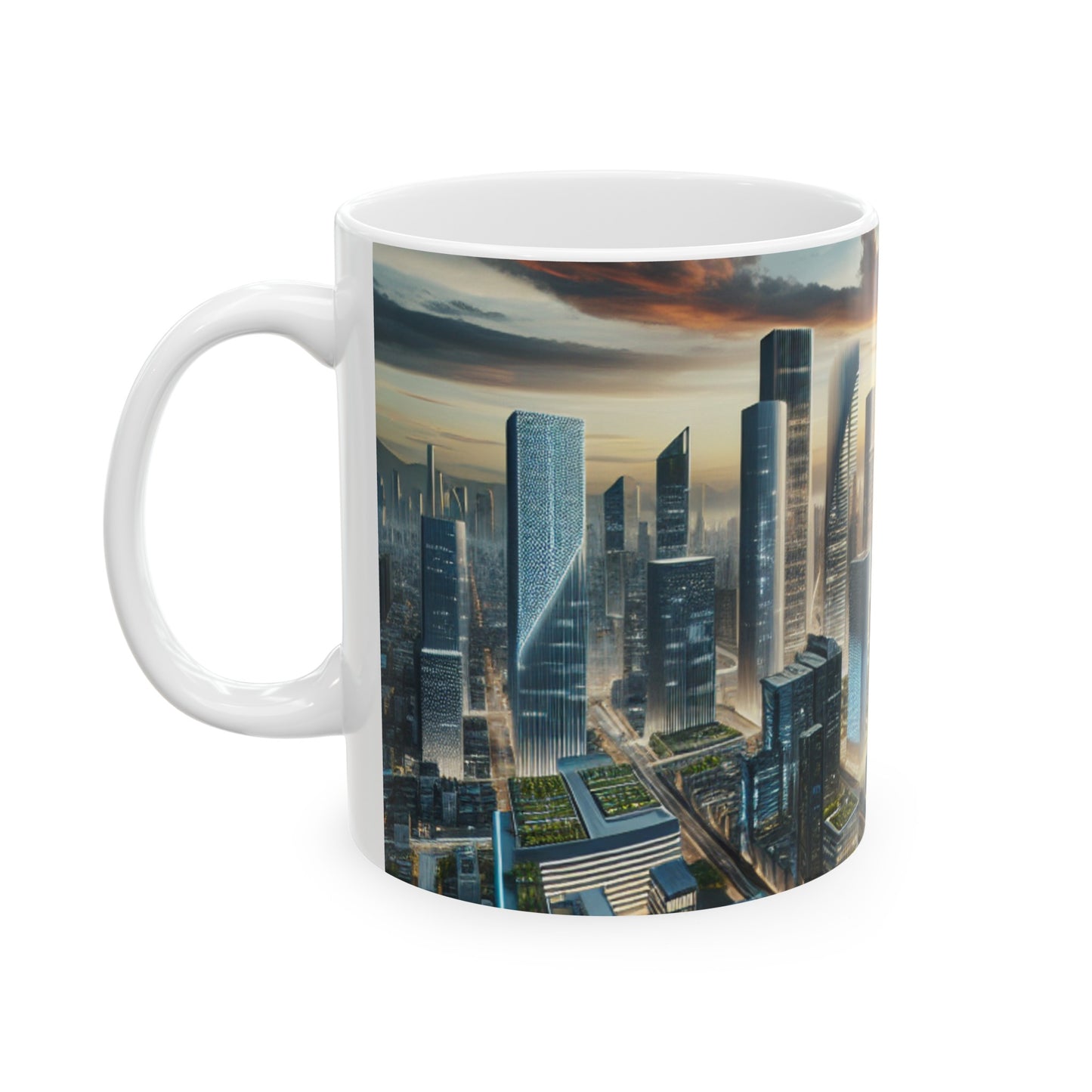 "Future Metropolis: A Neo-Futuristic Urban Utopia" - The Alien Ceramic Mug 11oz Neo-futurism