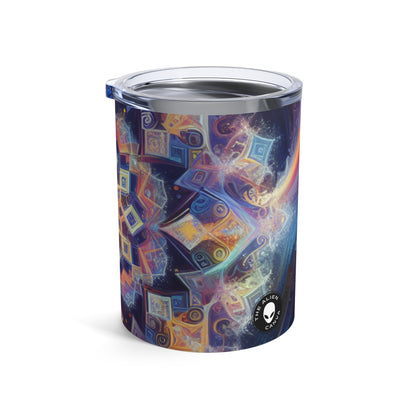 "Mandala dinámico: una pintura geométrica vibrante" - Vaso Alien de 10 oz