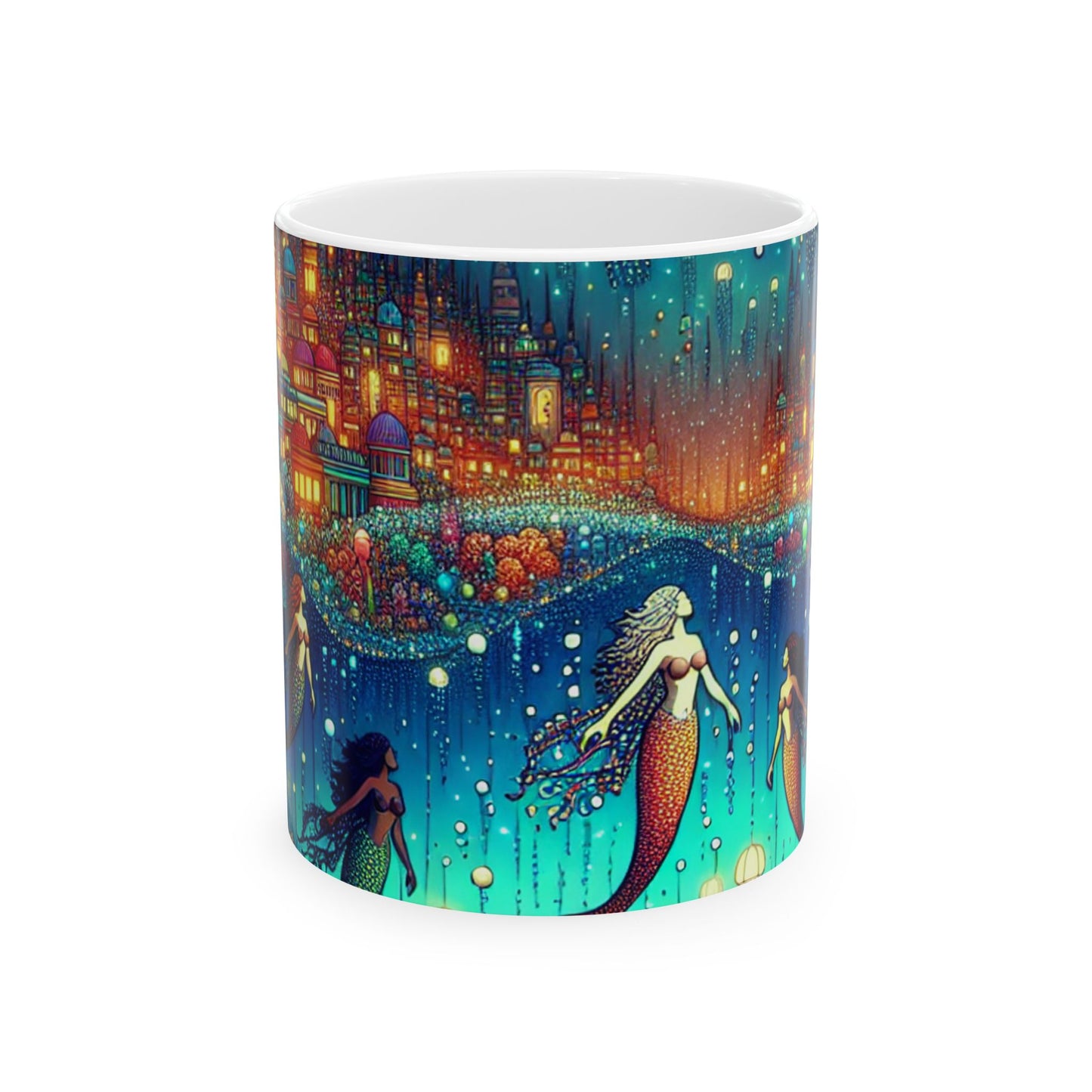 « Glowing Jellyfish City : un monde sous-marin fantaisiste » – Tasse en céramique Alien 11 oz