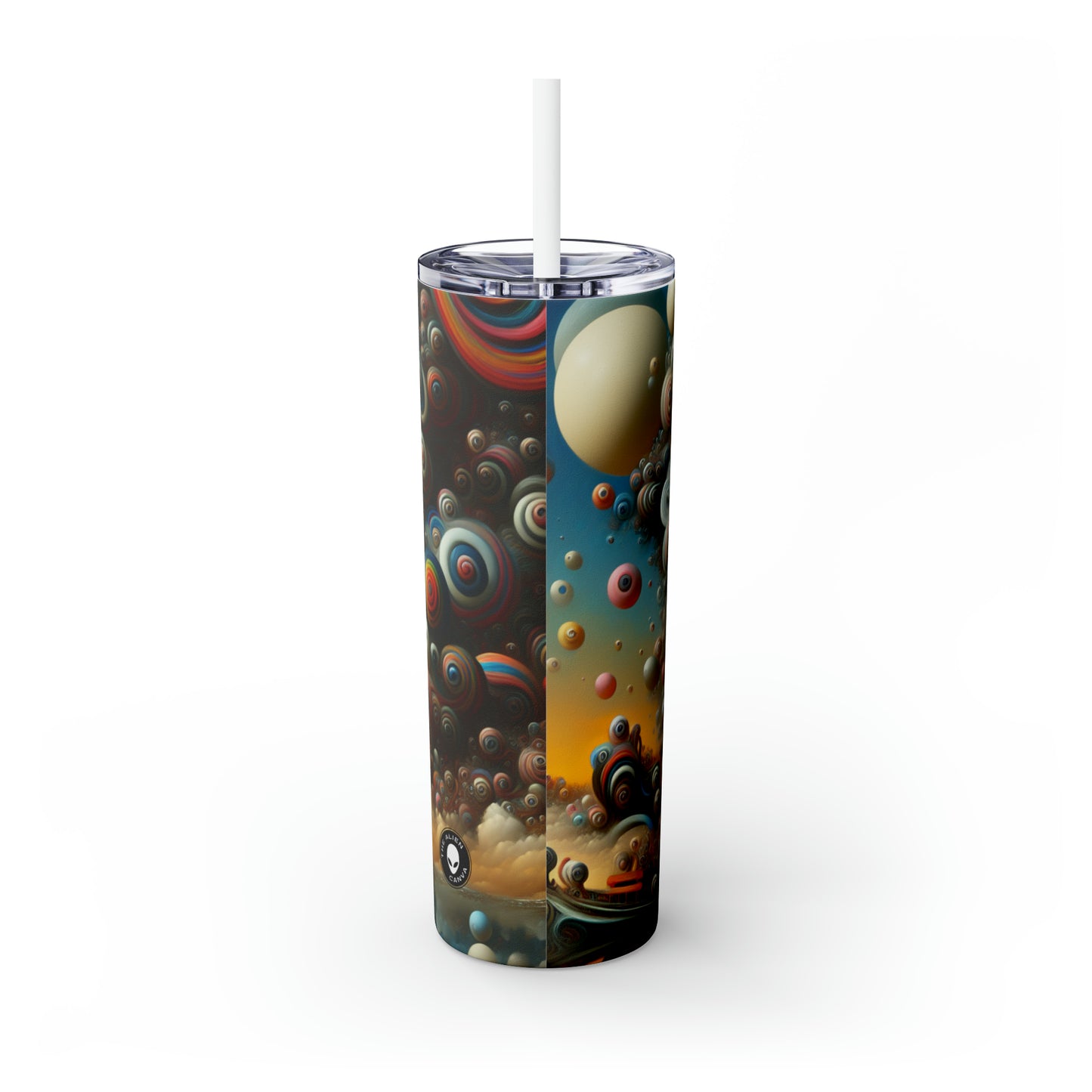 "Dreamscape Sojourn" - Vaso delgado con pajita Alien Maars® de 20 oz Surrealismo