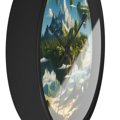 "Elemental Isles: A Dreamlike Journey through Nature's Wonders" - The Alien Wall Clock