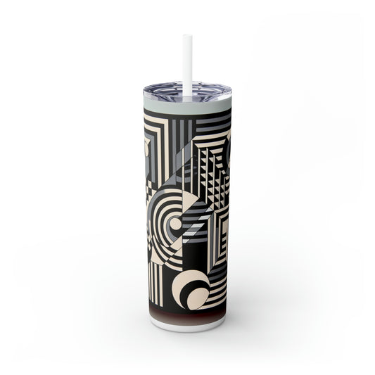 "Mesmerize: Bold Op Art Geometry in Black and White" - The Alien Maars® Skinny Tumbler with Straw 20oz Op Art