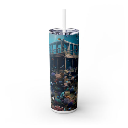 "Shipwreck Soiree: An Underwater Dance Party" - The Alien Maars® Skinny Tumbler with Straw 20oz