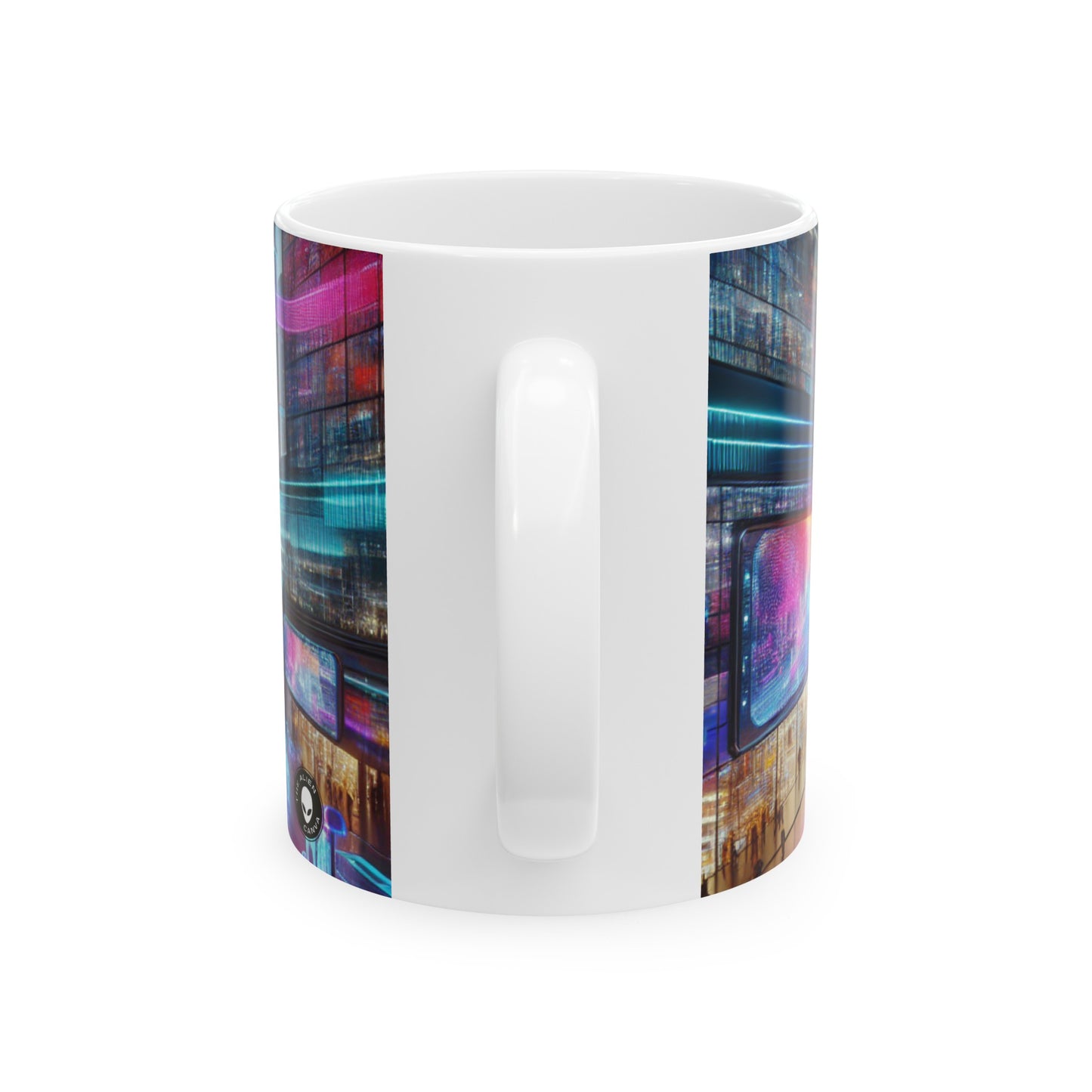 "Digital Evolution: A Technological Art Experience" - The Alien Ceramic Mug 11oz Electronic Art