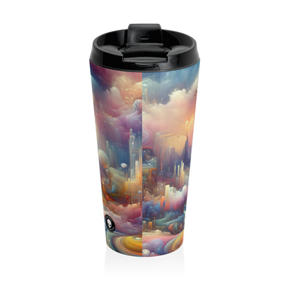 "Dreamscape Delights: A Surreal Painting" - The Alien Stainless Steel Travel Mug