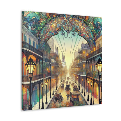 "Vivid Splendor: A Picture of New Orleans's French Quarter" - The Alien Canva Art Nouveau Style