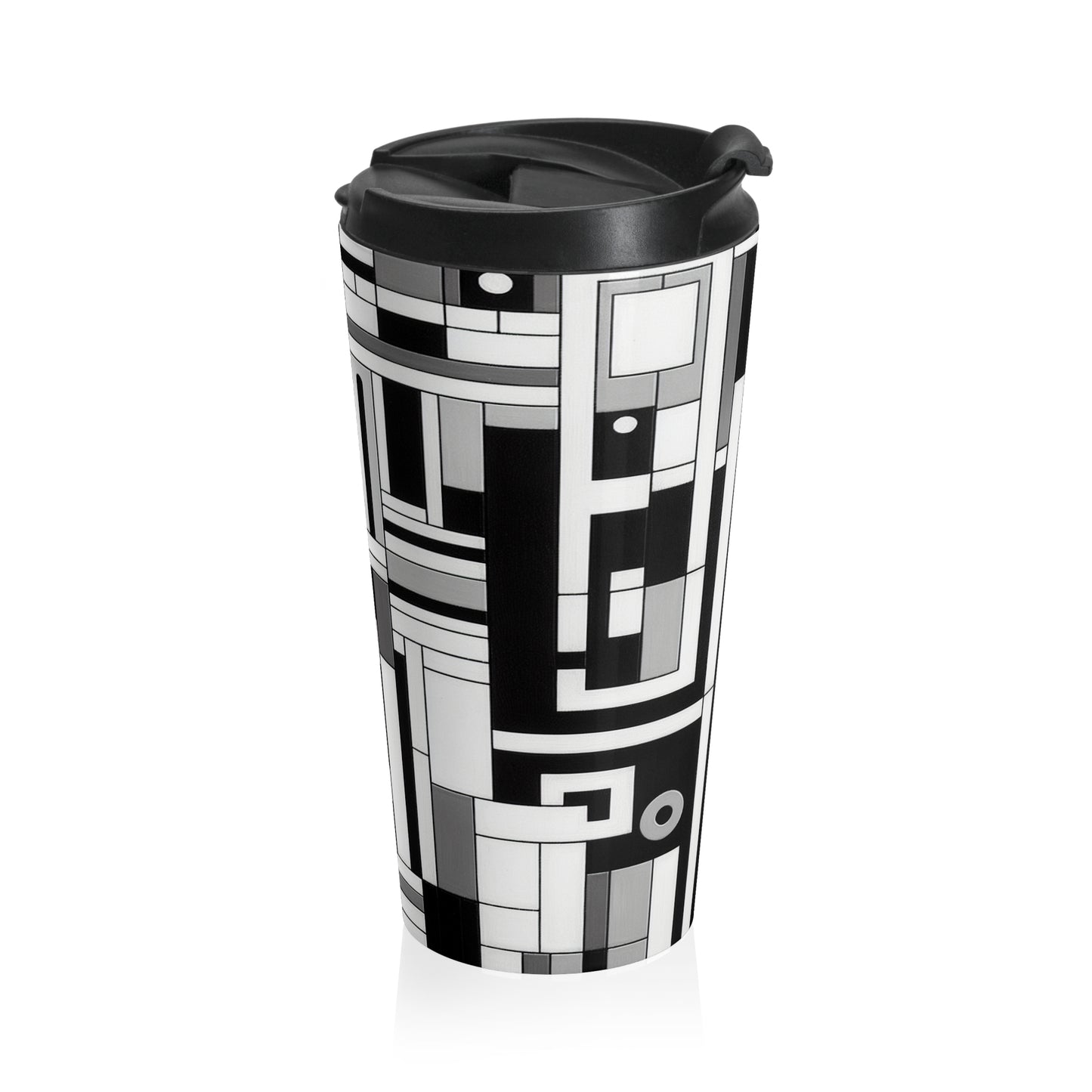 "De Stijl in Black and White" - The Alien Stainless Steel Travel Mug De Stijl Style