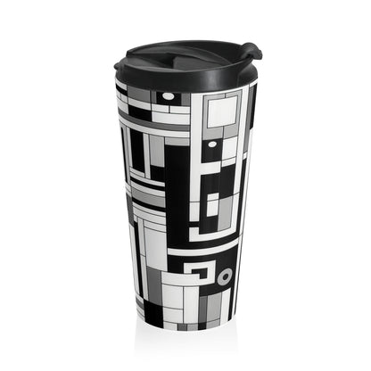 "De Stijl en blanco y negro" - La taza de viaje de acero inoxidable Alien Estilo De Stijl