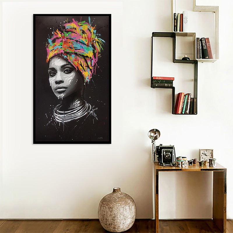 Peinture sur toile femme africaine turban