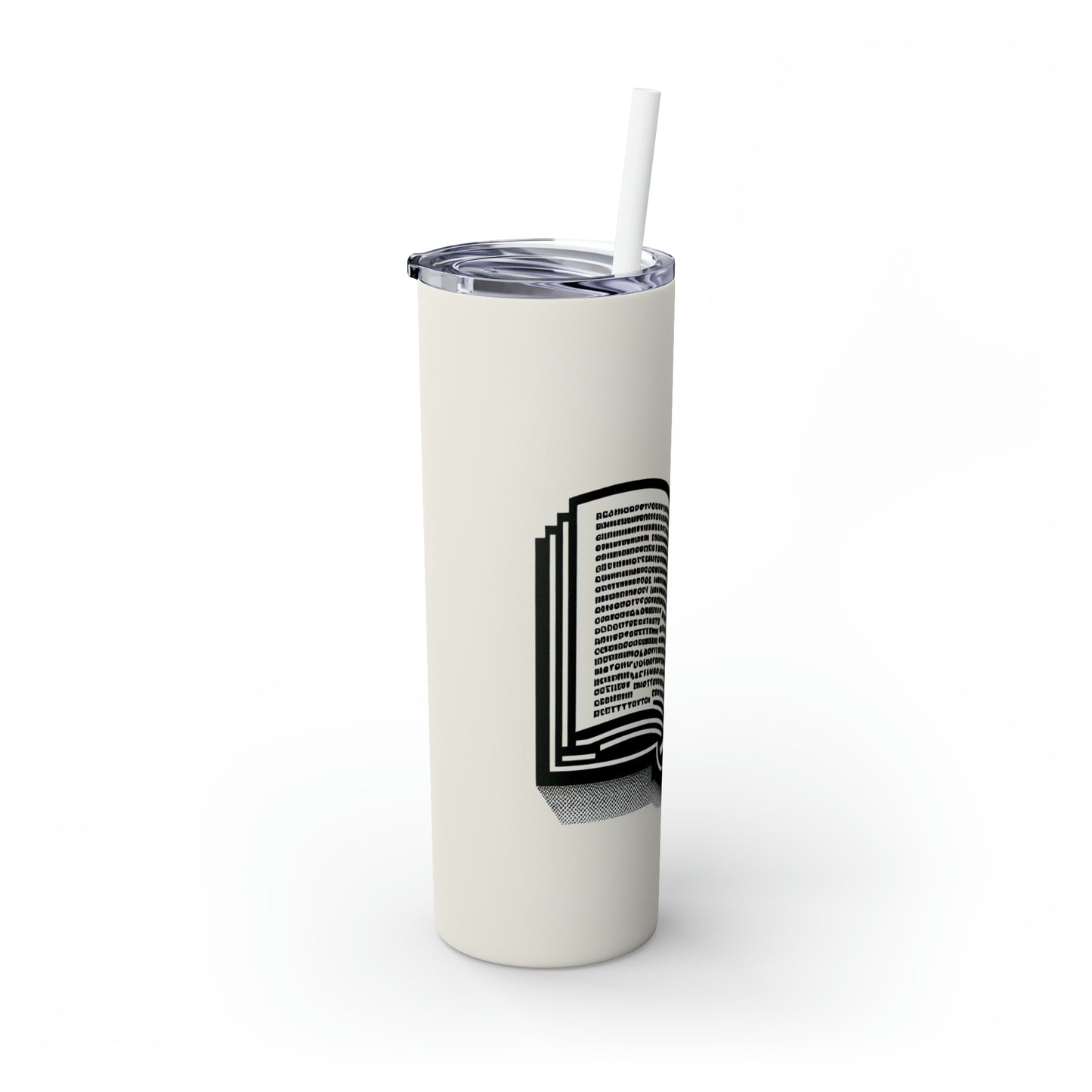 « Une histoire singulière : typographie monochrome » - The Alien Maars® Skinny Tumbler avec paille 20oz Minimalisme