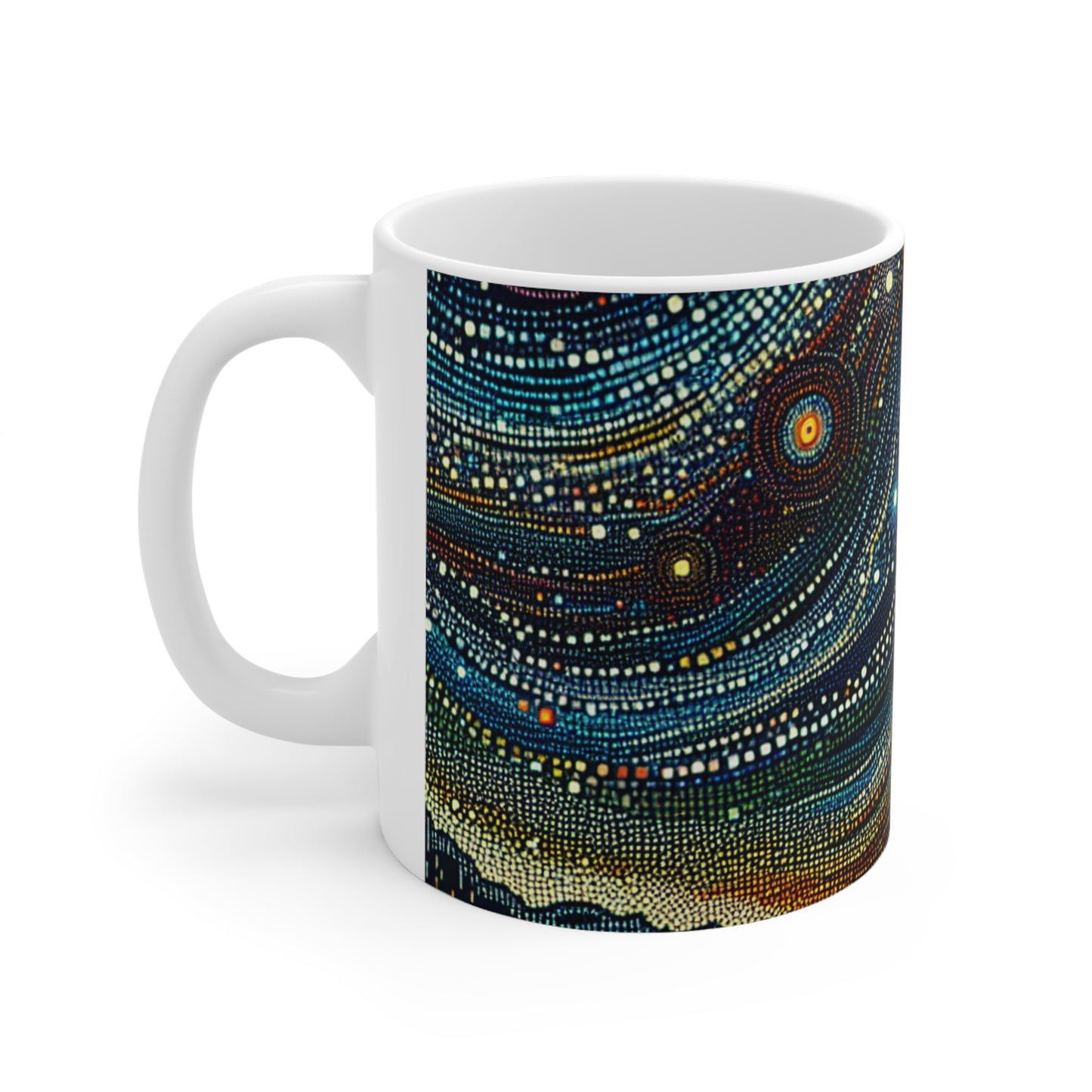 "Starry Dots: A Celestial Mosaic" - The Alien Ceramic Mug 11oz Pointillism