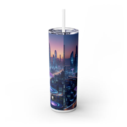 "City of Tomorrow: Nature and Technology Intertwined" - The Alien Maars® Skinny Tumbler with Straw 20oz