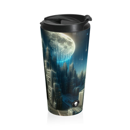 "Nighttime Cityscape Melt" - The Alien Stainless Steel Travel Mug