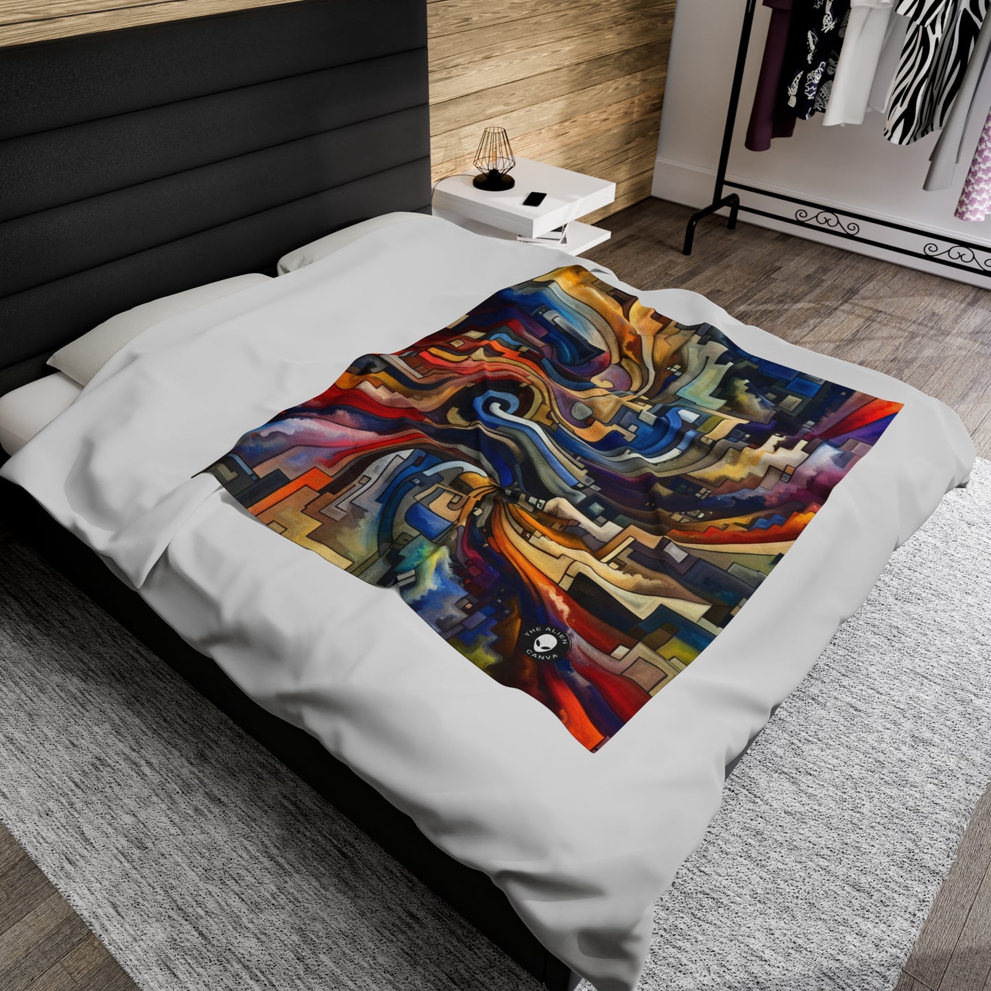 "Azul sereno: arte abstracto con formas geométricas" - The Alien Velveteen Plush Blanket Arte abstracto