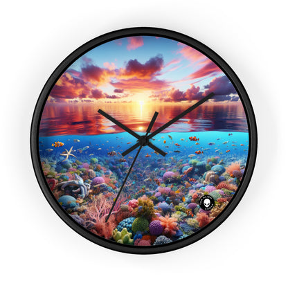 "Sunset Splendor : Récif de corail sous-marin" - L'horloge murale extraterrestre