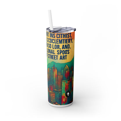 "Mythe urbain : la fusion vibrante du Street Art" - The Alien Maars® Skinny Tumbler avec paille 20oz Street Art