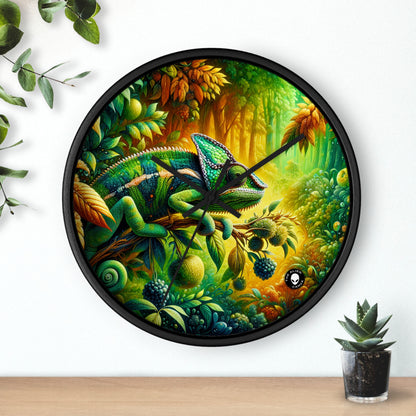 "Bosques vibrantes y el camuflaje camaleón" - El reloj de pared alienígena