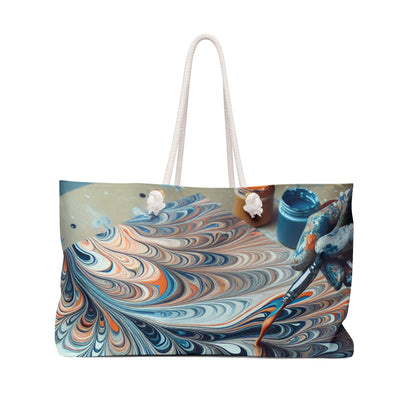 "Tilting the Canvas: Acrylic Pouring Exploration" - The Alien Weekender Bag Acrylic Pouring Style