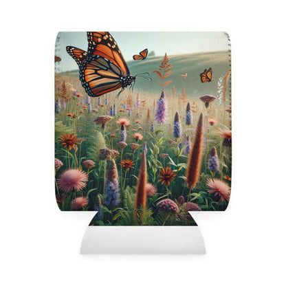 « Un monarque dans une prairie de fleurs sauvages » - The Alien Can Cooler Sleeve Style réaliste