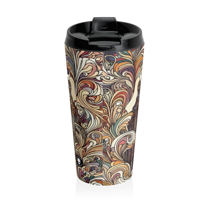 "Enchanted Seasons: Art Nouveau Forest Illustration" - The Alien Stainless Steel Travel Mug Art Nouveau