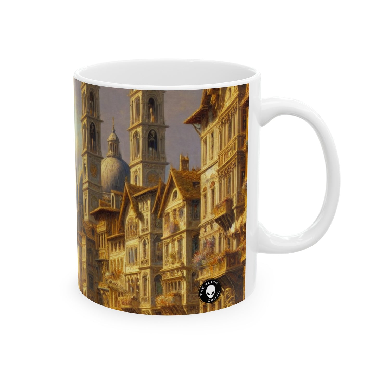 "Riviera Rhapsody: Une Ode abstraite à la Méditerranée française" - The Alien Ceramic Mug 11oz Nouvelle peinture européenne